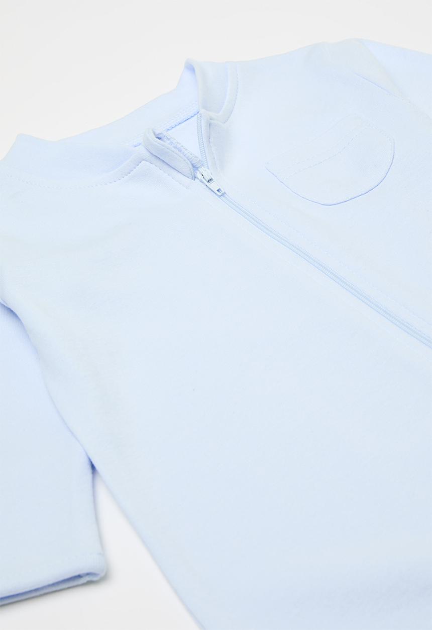 Pop Candy - Zip through sleepsuit - light blue