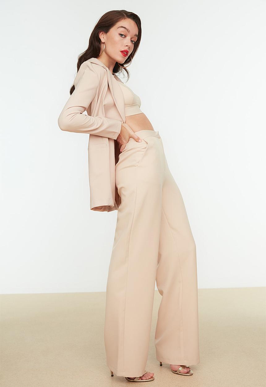 Trendyol - Pipe Leg Woven Trousers - Stone