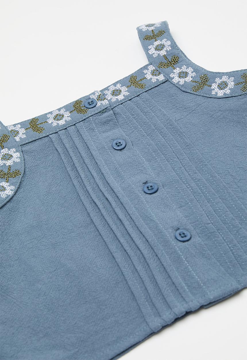 Pop Candy - Button down top and pant set - blue