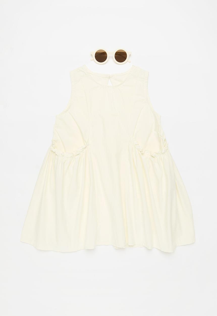 Pop Candy - Ruched pockets dress - white