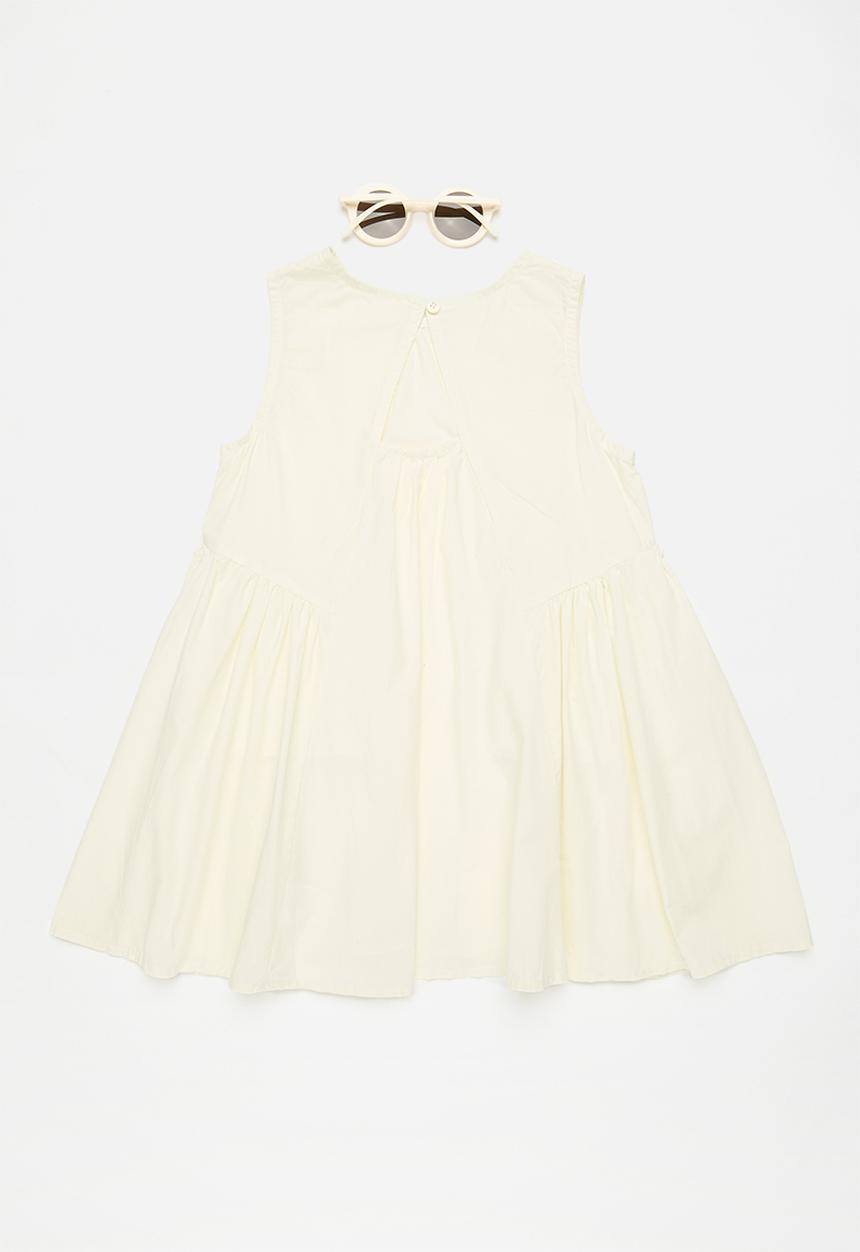 Pop Candy - Ruched pockets dress - white