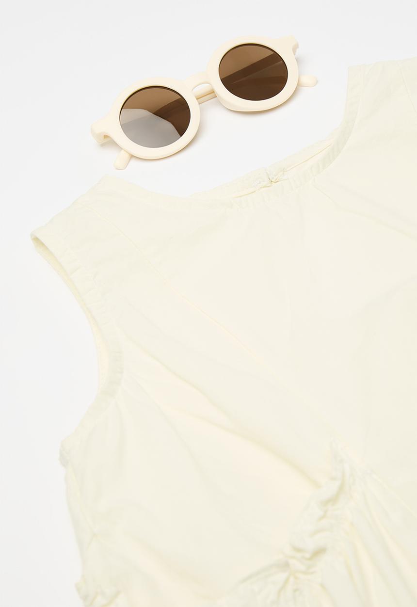 Pop Candy - Ruched pockets dress - white