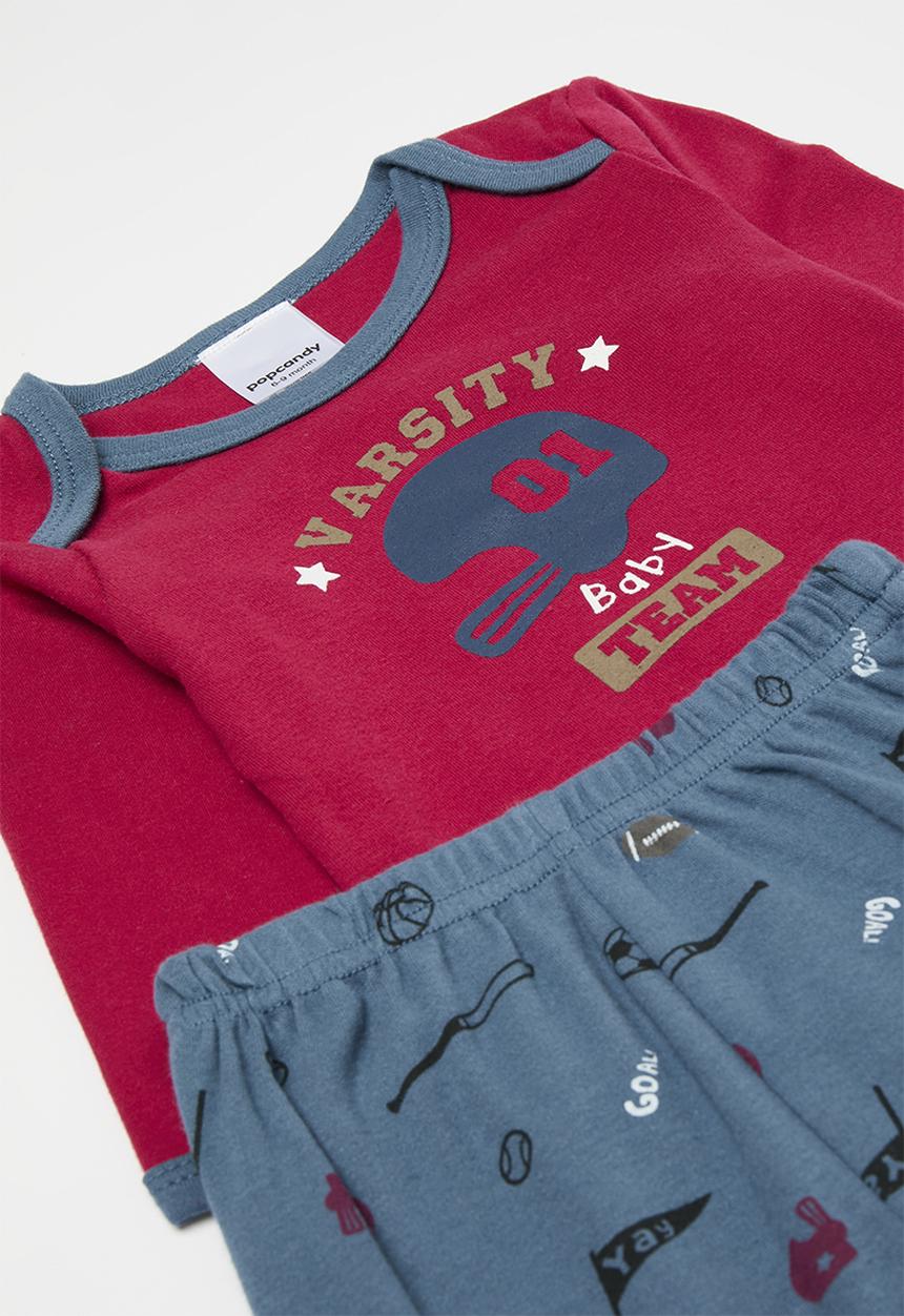 Pop Candy - 3 Piece printed bodyvest legging & bib set-blue & red