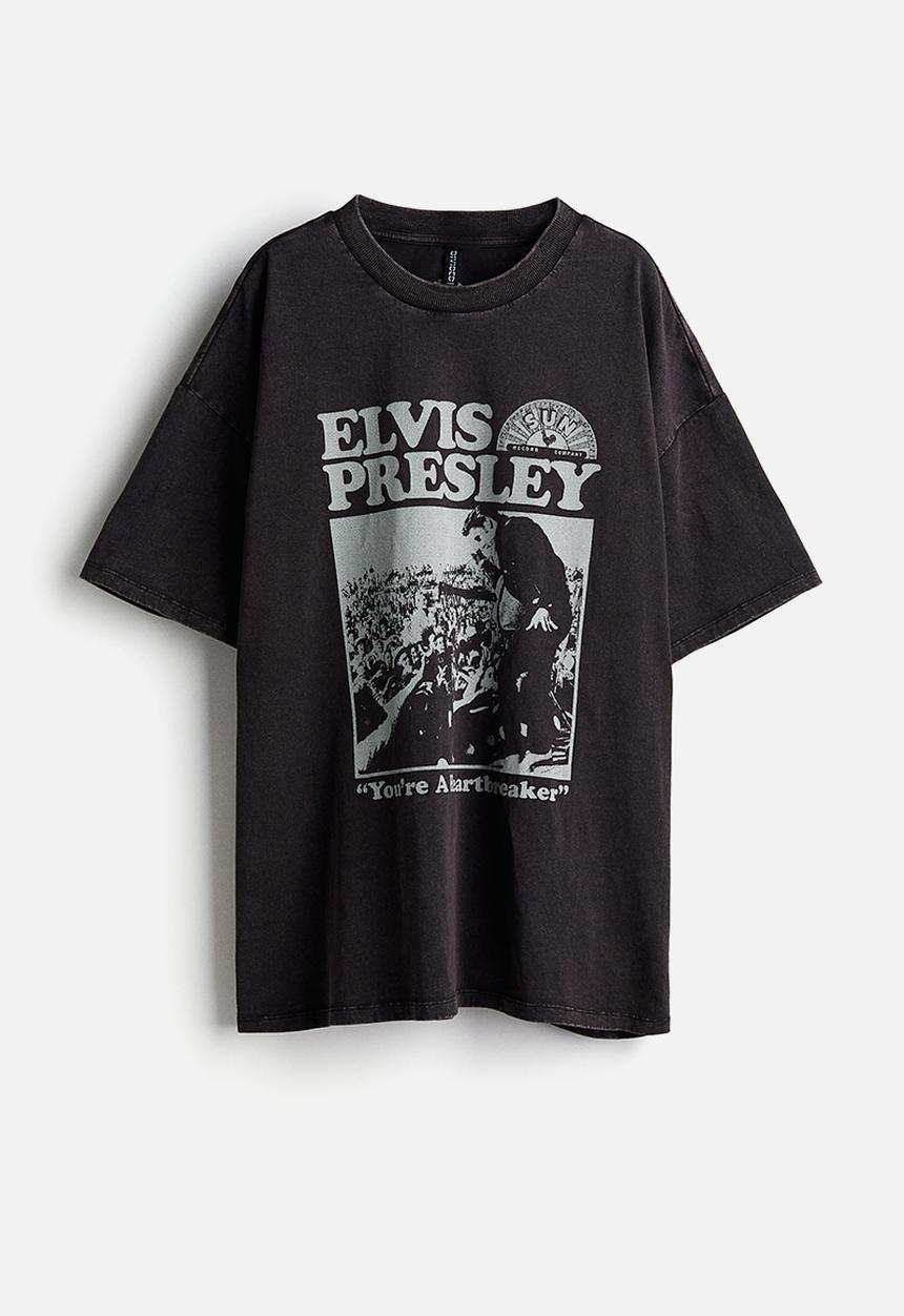 H&M - Oversized printed T-shirt - black elvis presley