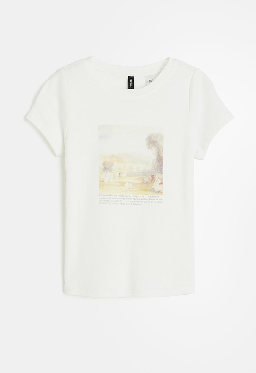 H&M - Printed T-shirt - cream the british museum