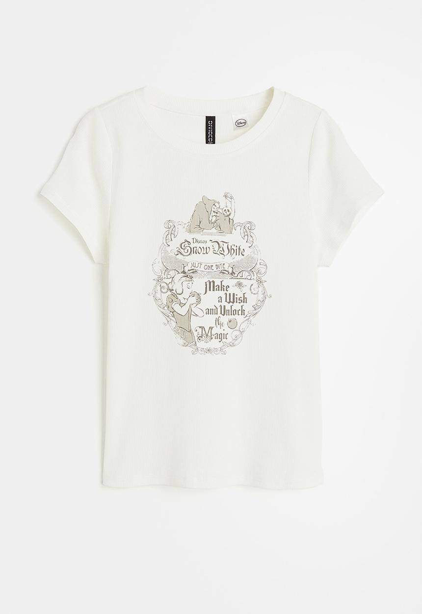 H&M - Printed T-shirt - cream snow white