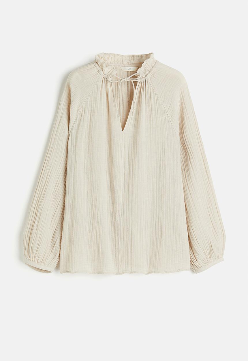 H&M - Muslin popover blouse - light beige