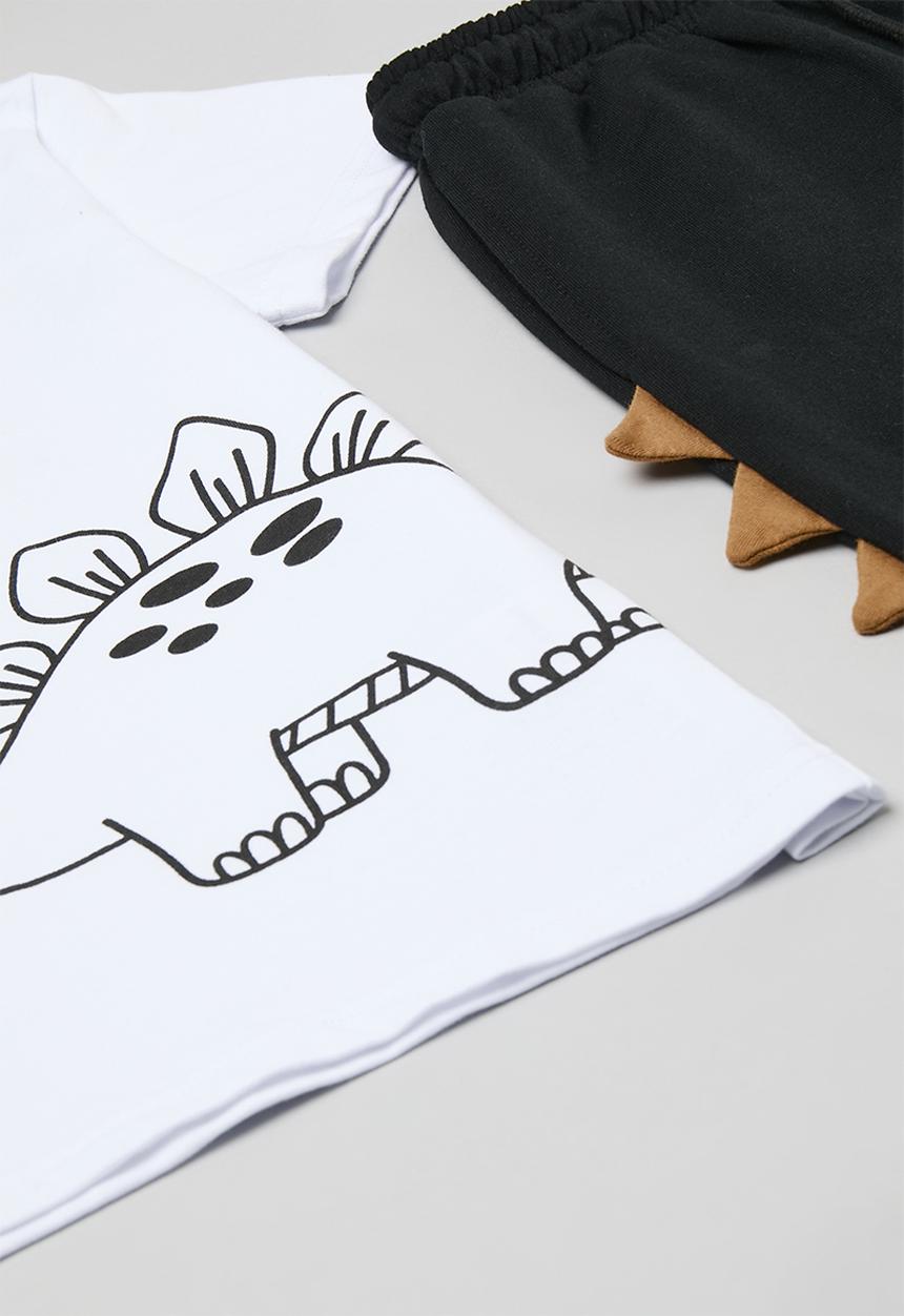 Pop Candy - Printed tee & short set-black & white