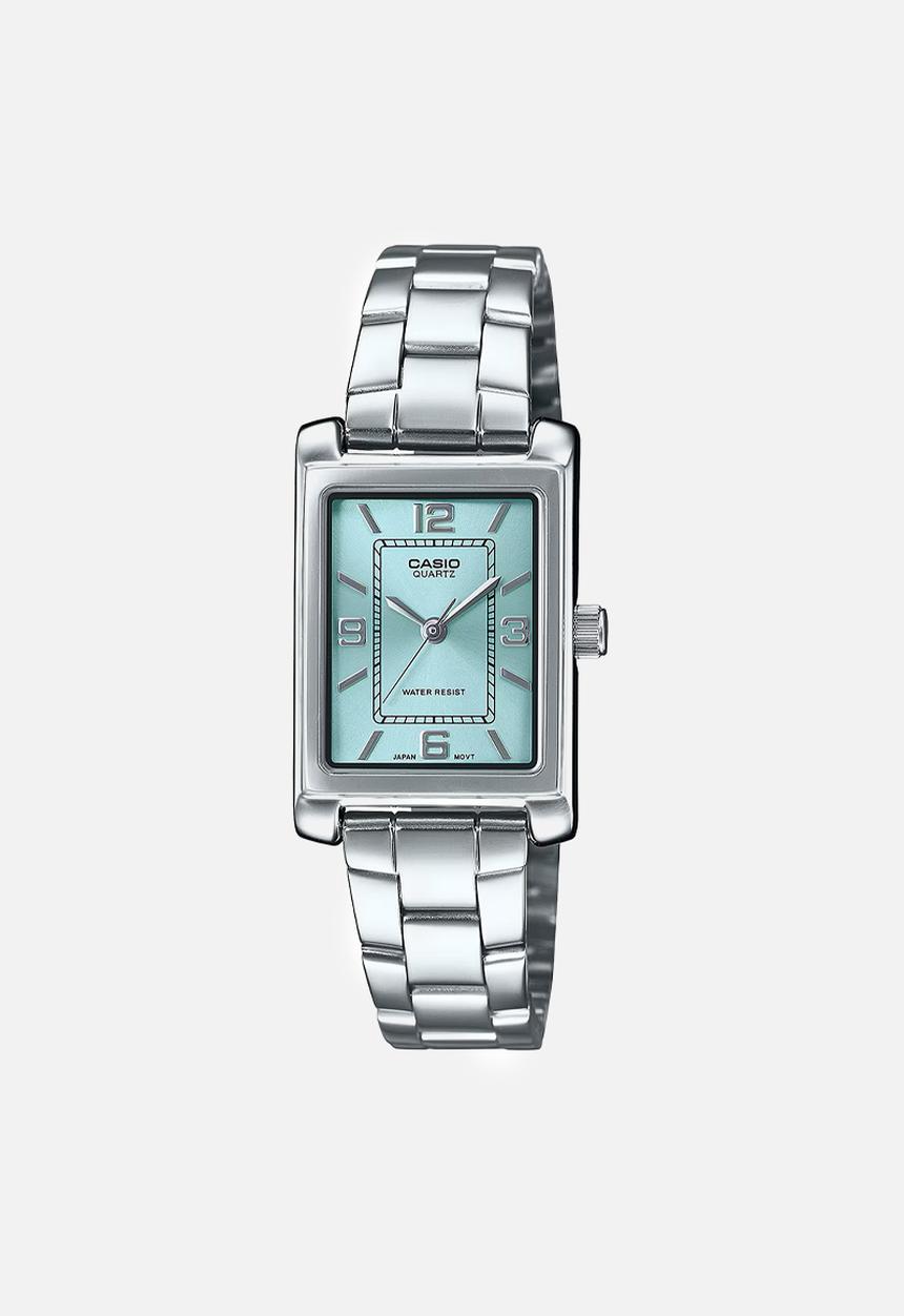 Casio - Analog stainless dial blue  watch - silver