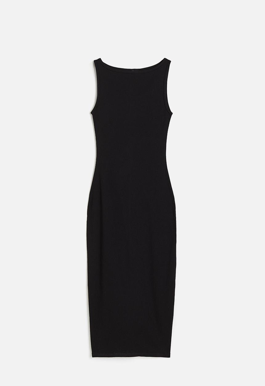 H&M - Ribbed bodycon dress - black