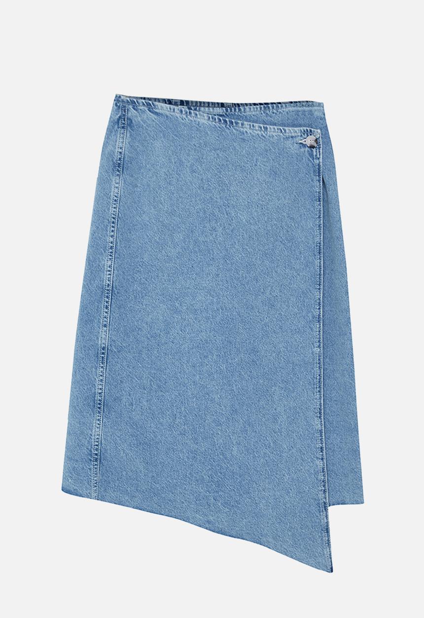 Trendyol - Tasseled midi denim skirt - blue 