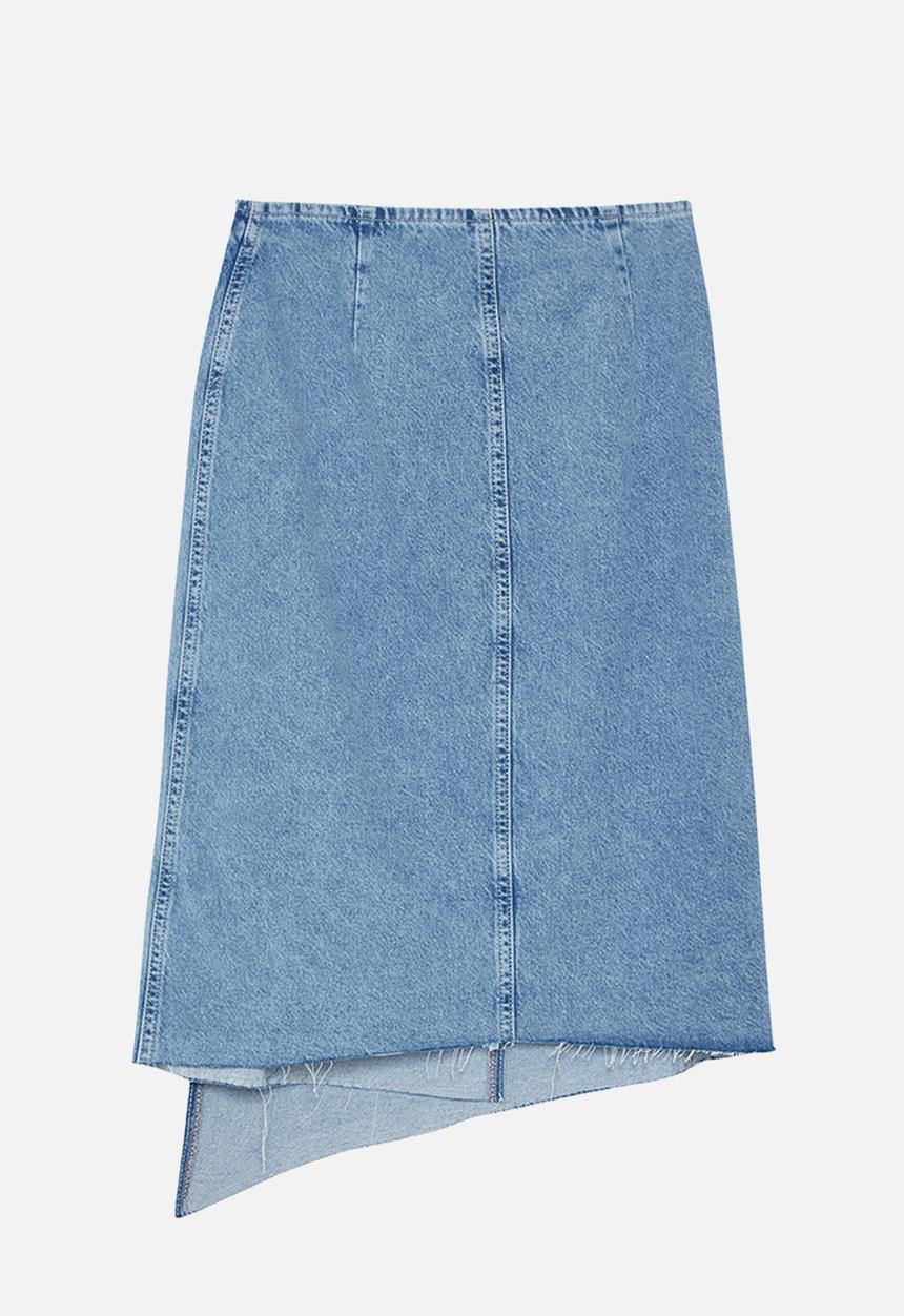 Trendyol - Tasseled midi denim skirt - blue 