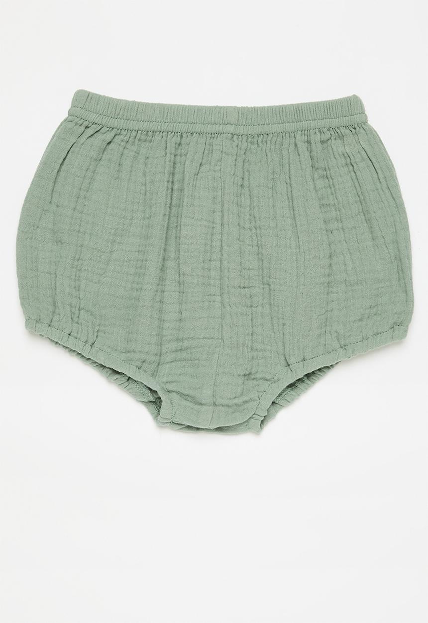 Pop Candy - Textured shorts-sage green