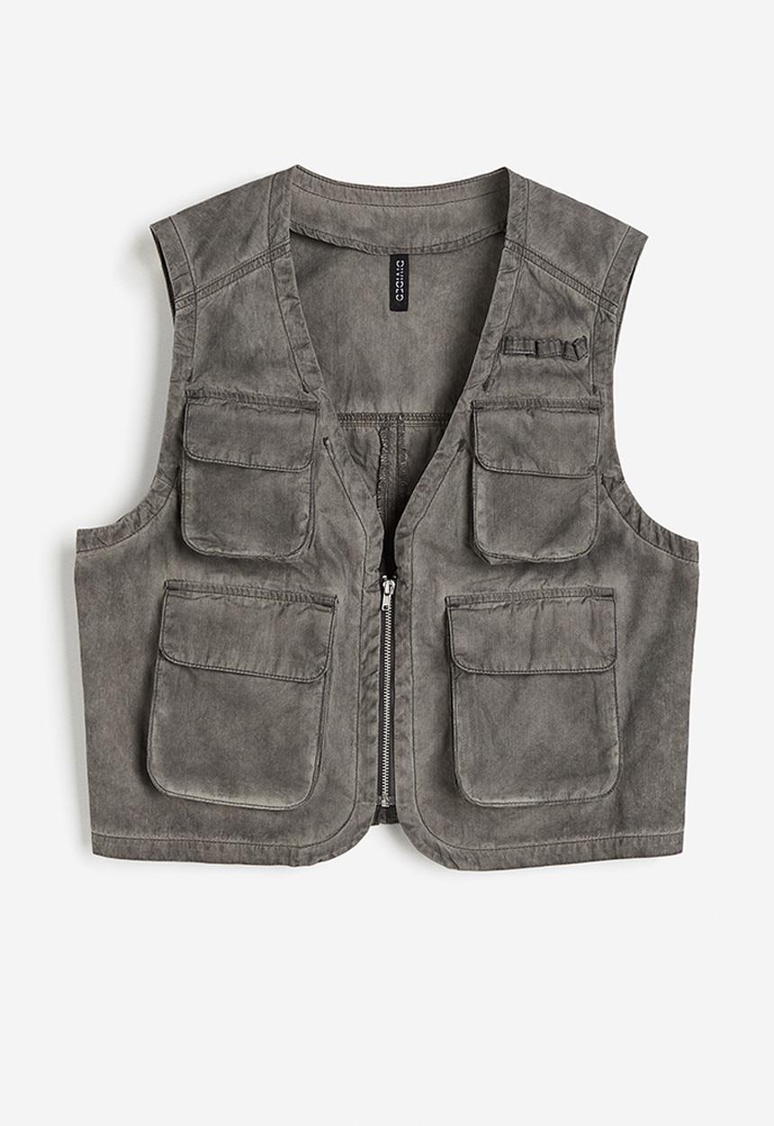 H&M - Distressed-look cargo gilet - dark grey