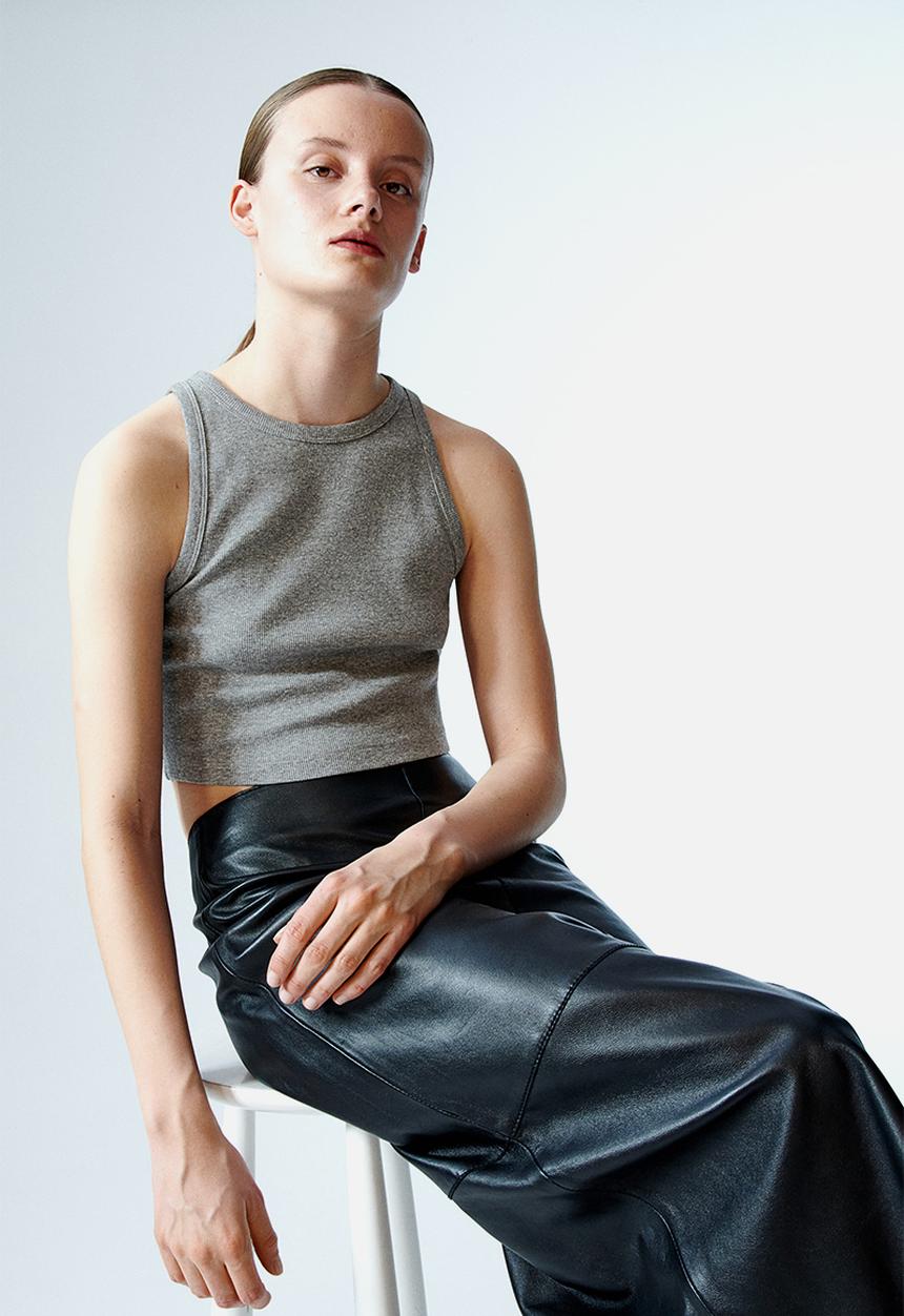 H&M - Cropped vest top - grey marl