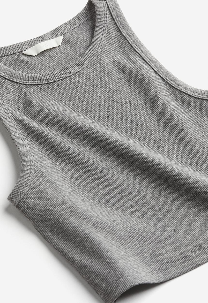 H&M - Cropped vest top - grey marl