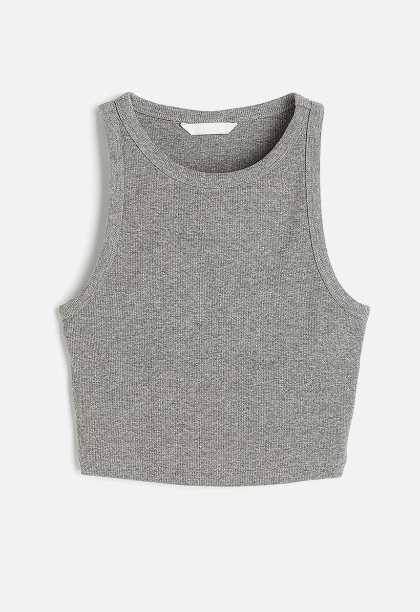 H&M - Cropped vest top - grey marl