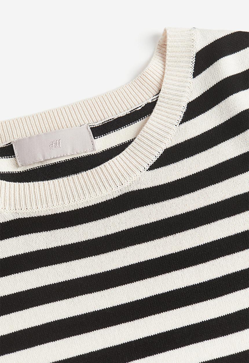 H&M - Fine-knit top - cream & black striped 