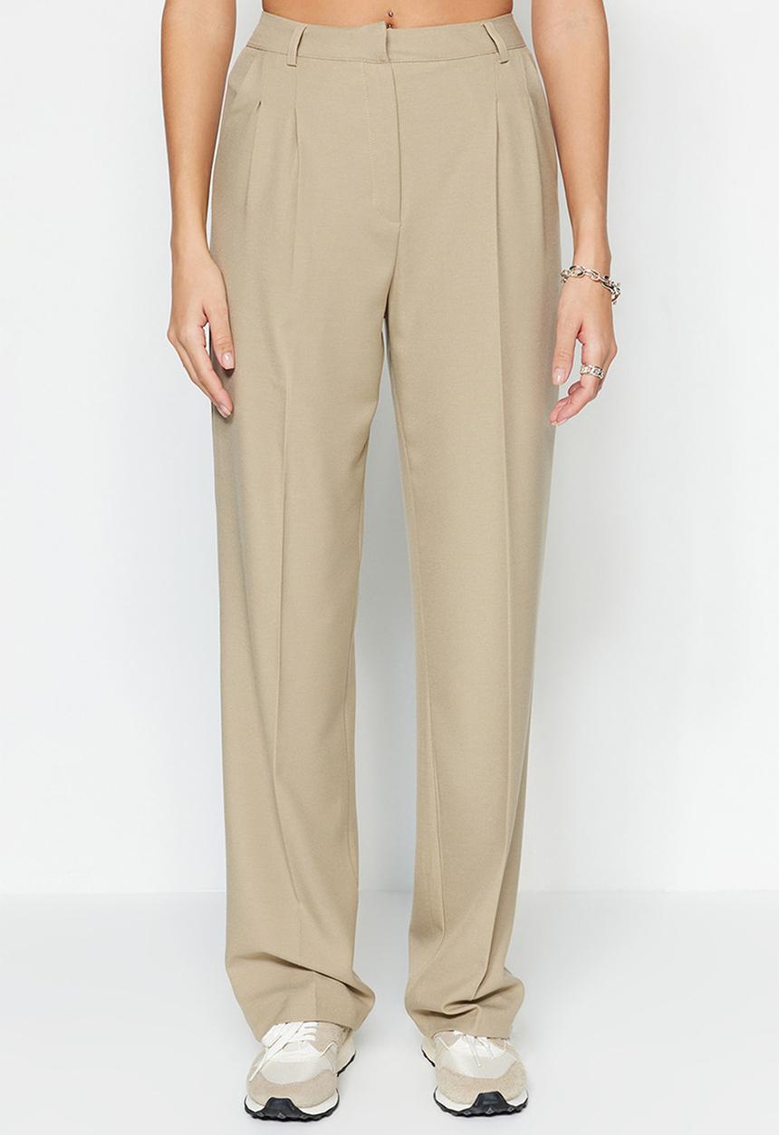 Trendyol - Limited Edition Mink Straight/Straight Cut Pleated Woven Trousers