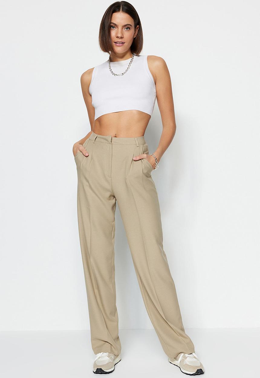 Trendyol - Limited Edition Mink Straight/Straight Cut Pleated Woven Trousers