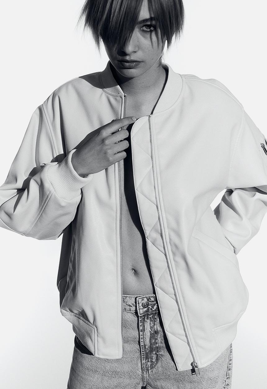H&M - Coated bomber jacket - light beige