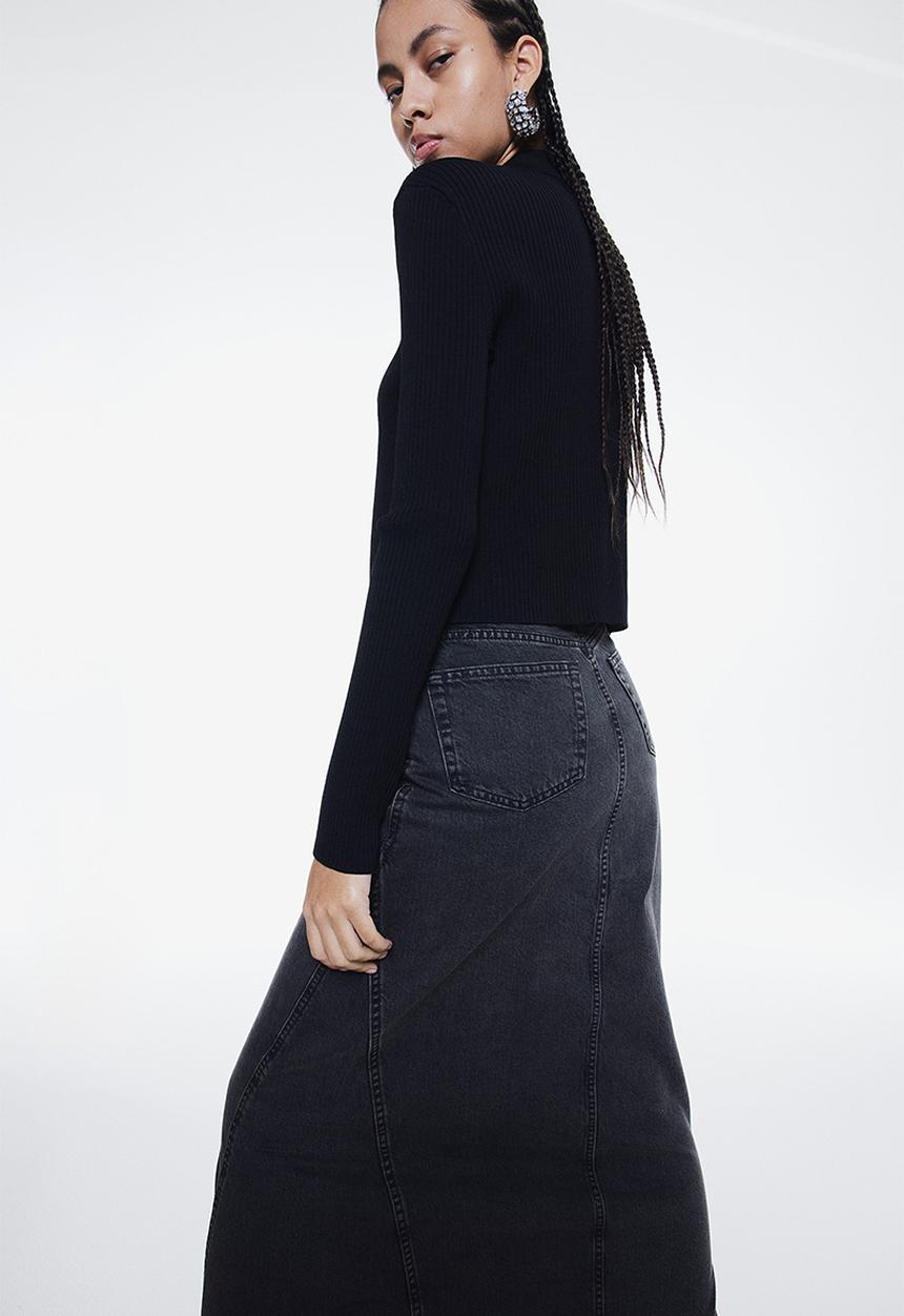 H&M - Denim maxi skirt - black