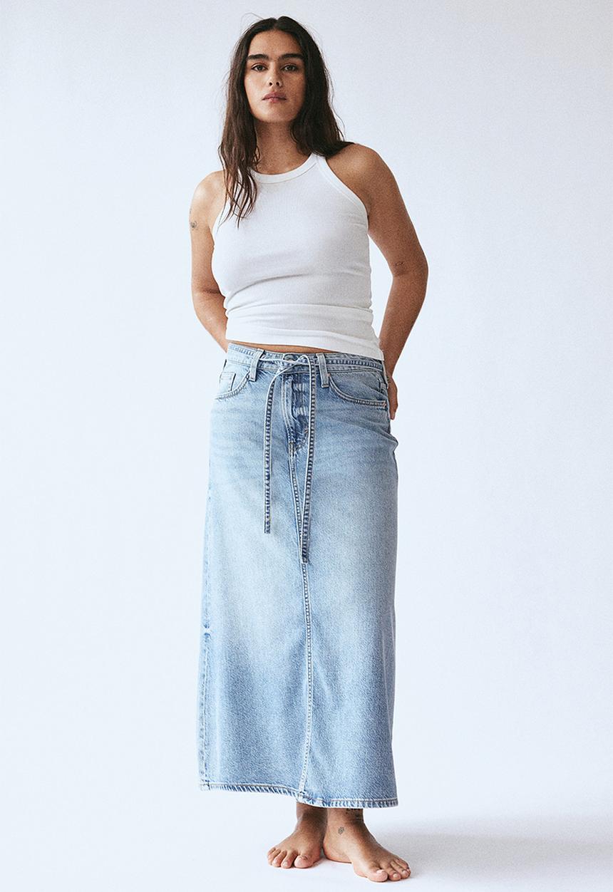 H&M - Feather soft denim skirt - light denim blue