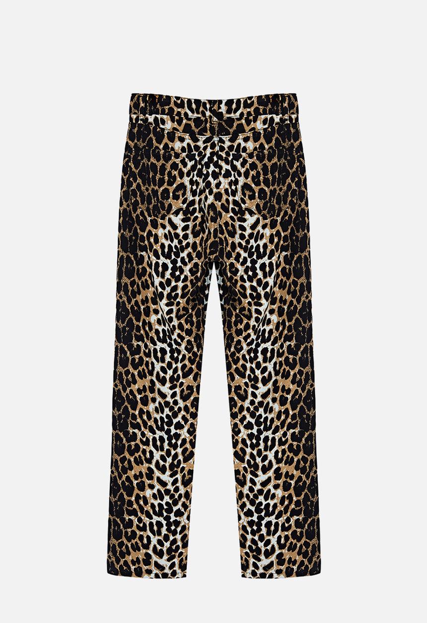Trendyol - Leopard patterned straight cut woven trousers - brown 