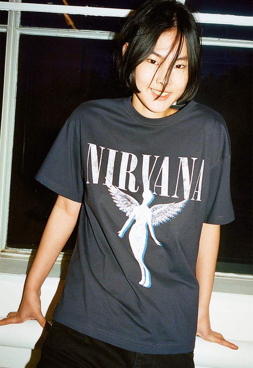 H&M - Oversized printed T-shirt - dark grey/nirvana