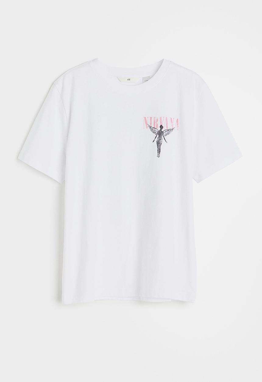 H&M - T-shirt with a motif - white nirvana
