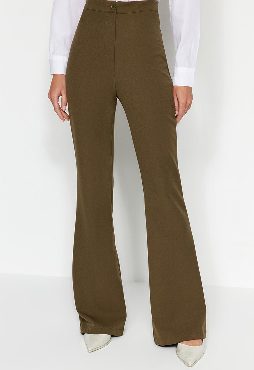 Trendyol - Spanish leg flare woven trousers - khaki