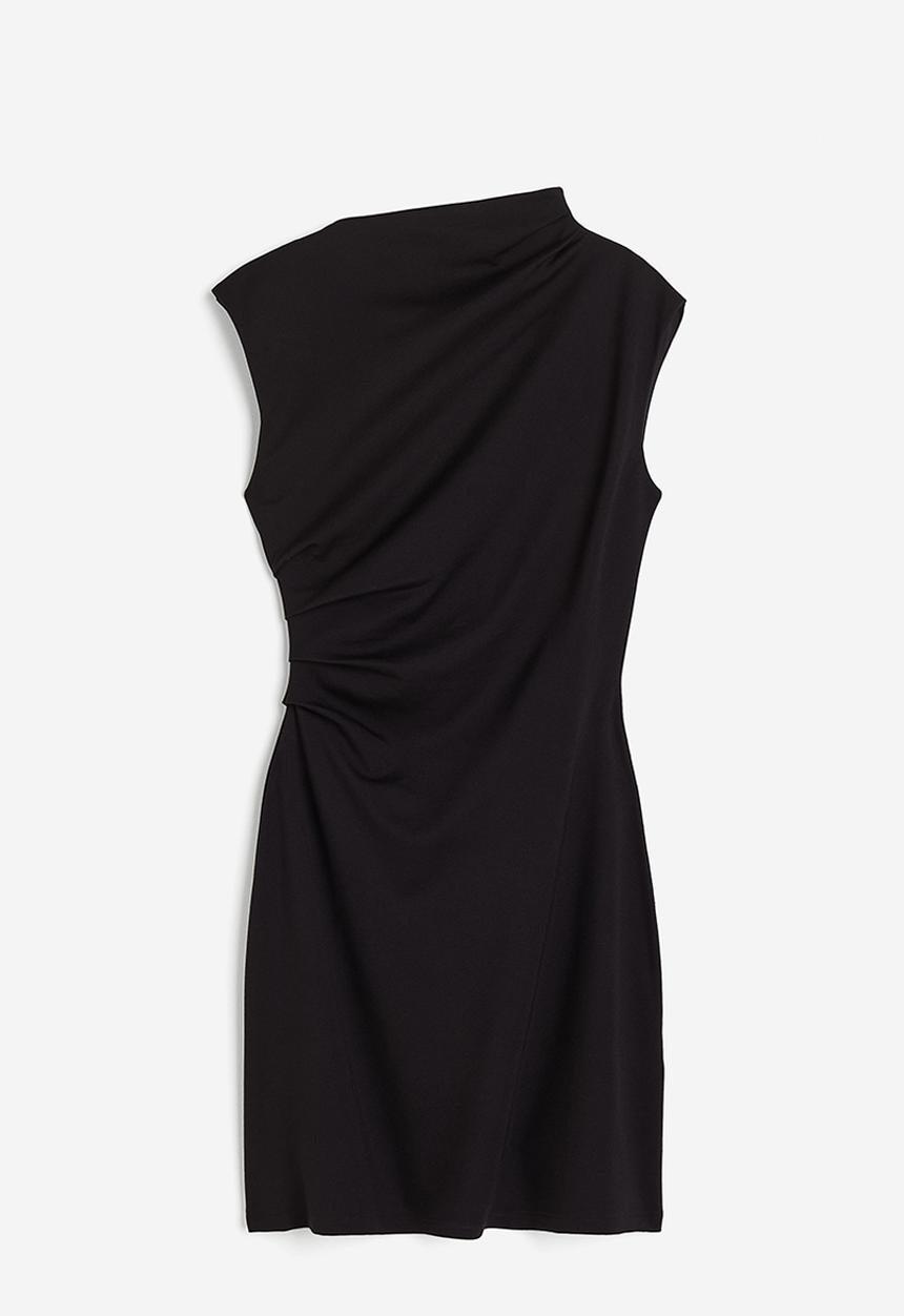 H&M - Draped jersey dress - black