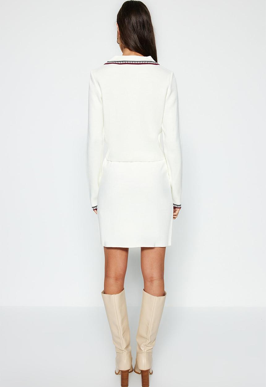 Trendyol - Color block knitwear skirt bottom-top set - ecru