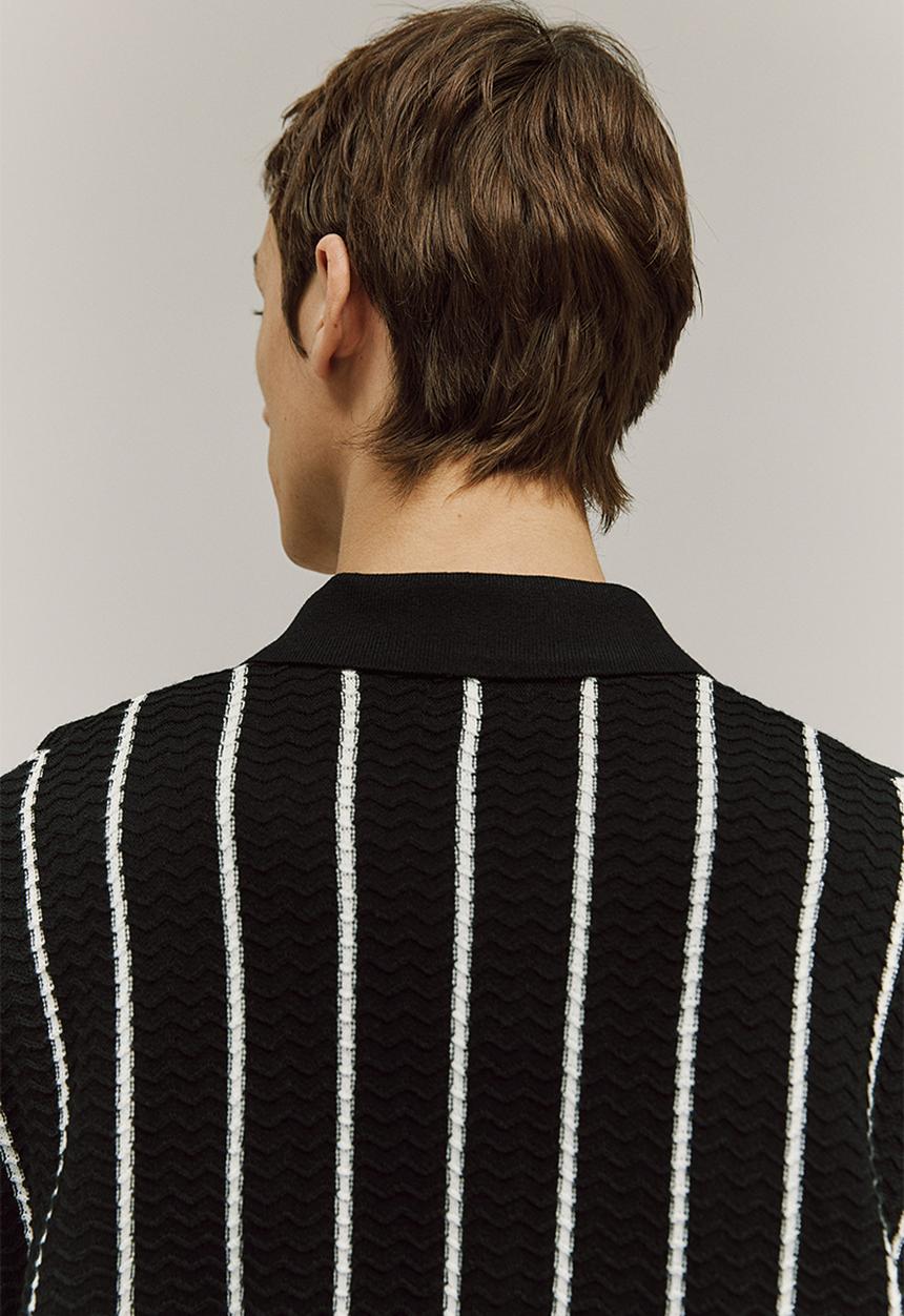 H&M - Regular fit textured-knit shirt - black,multi