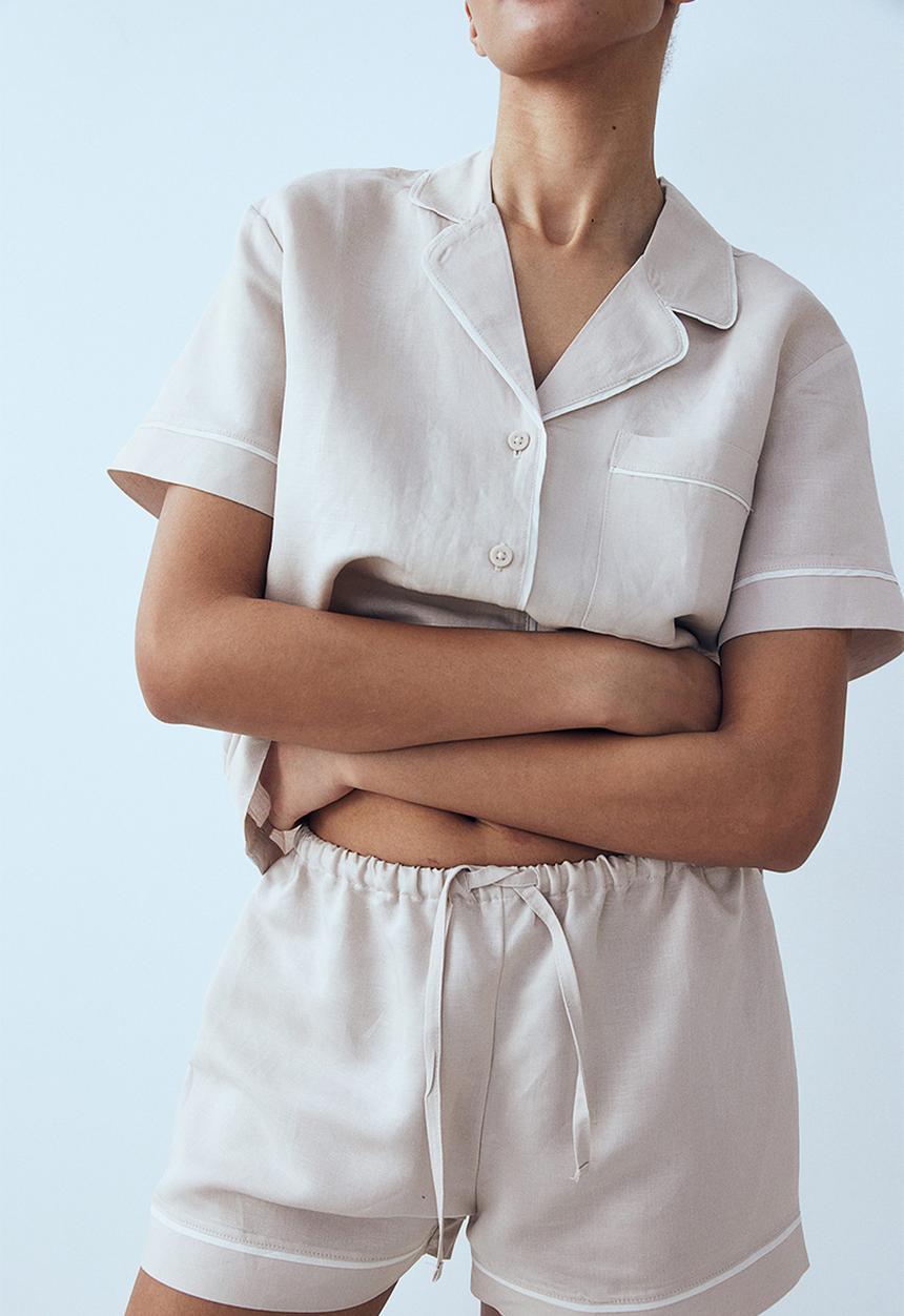 H&M - Linen-blend pyjamas - light beige