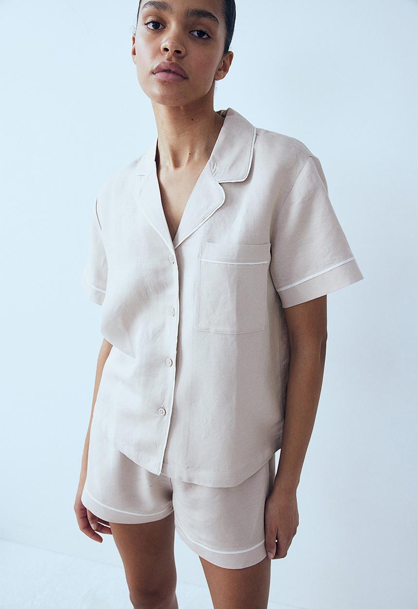 H&M - Linen-blend pyjamas - light beige