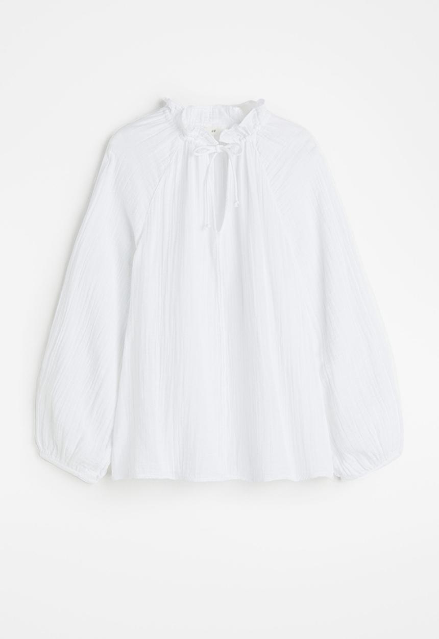 H&M - Muslin popover blouse - white