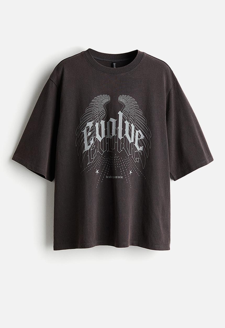 H&M - Oversized T-shirt - black/evolve