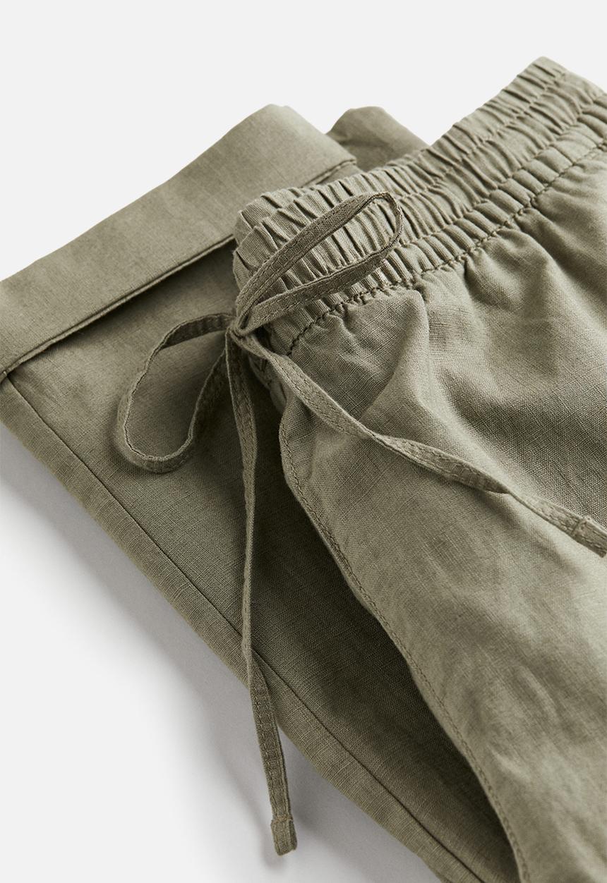 H&M - Linen-blend joggers - khaki green