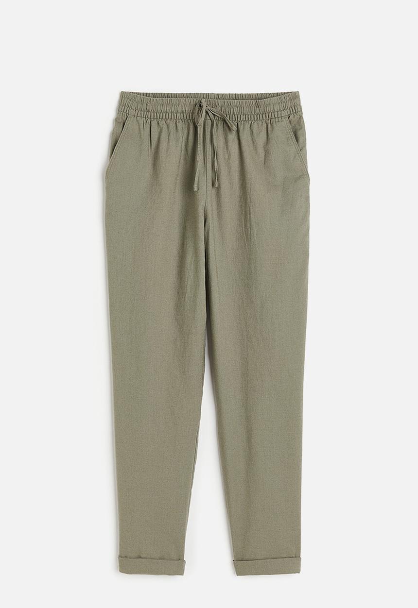H&M - Linen-blend joggers - khaki green