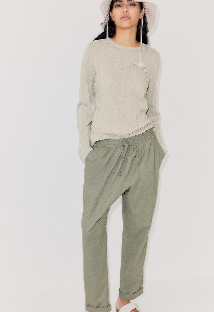 H&M - Linen-blend joggers - khaki green