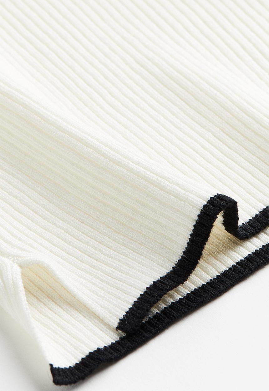H&M - Rib-knit collared top - white