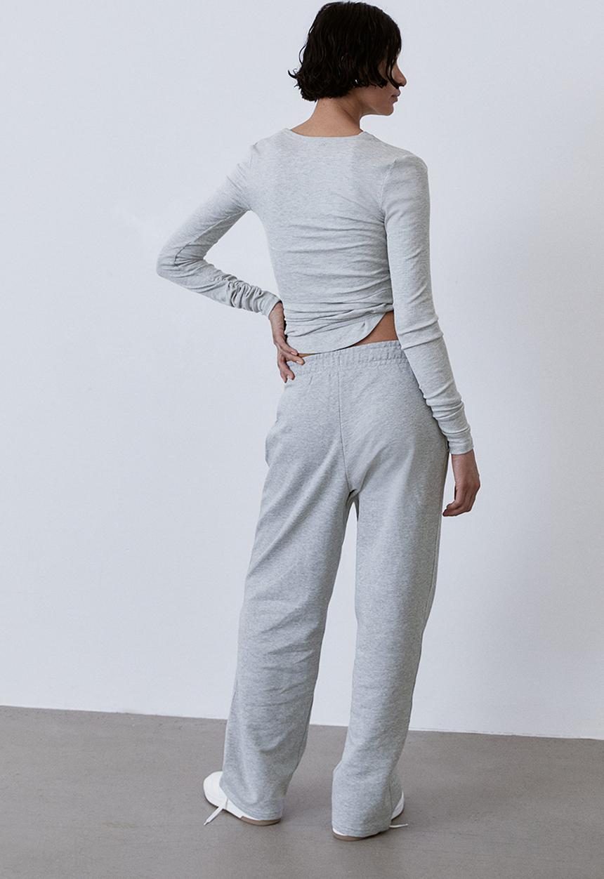 H&M - Straight sweatpants - light grey marl