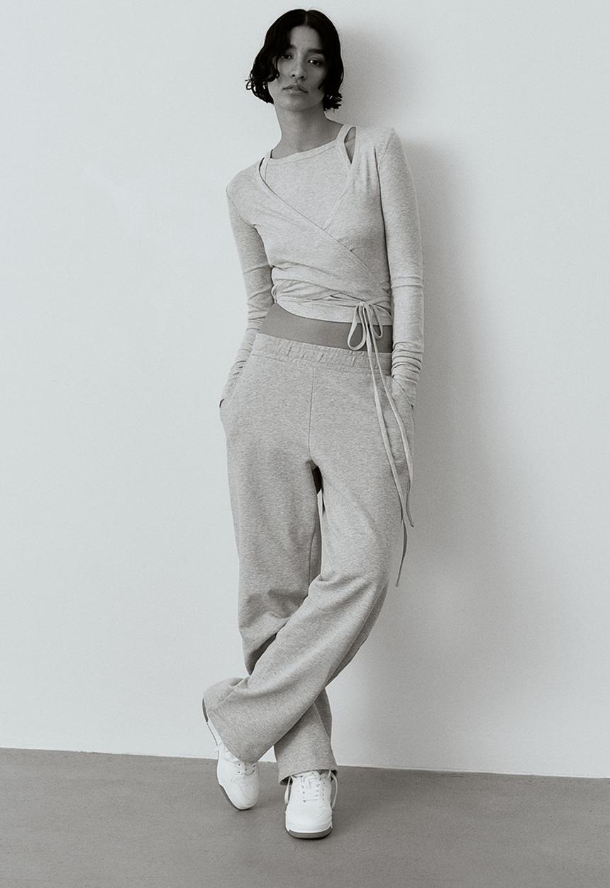 H&M - Straight sweatpants - light grey marl