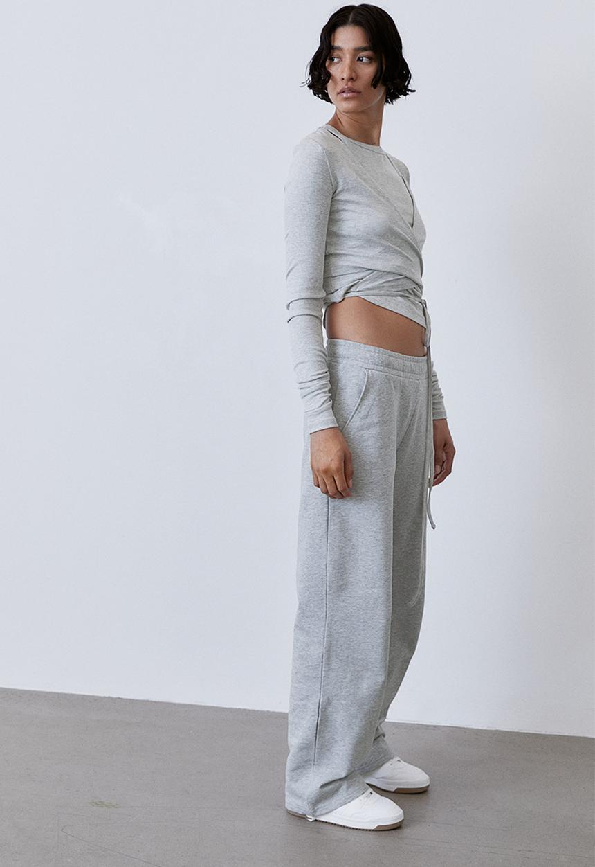 H&M - Straight sweatpants - light grey marl
