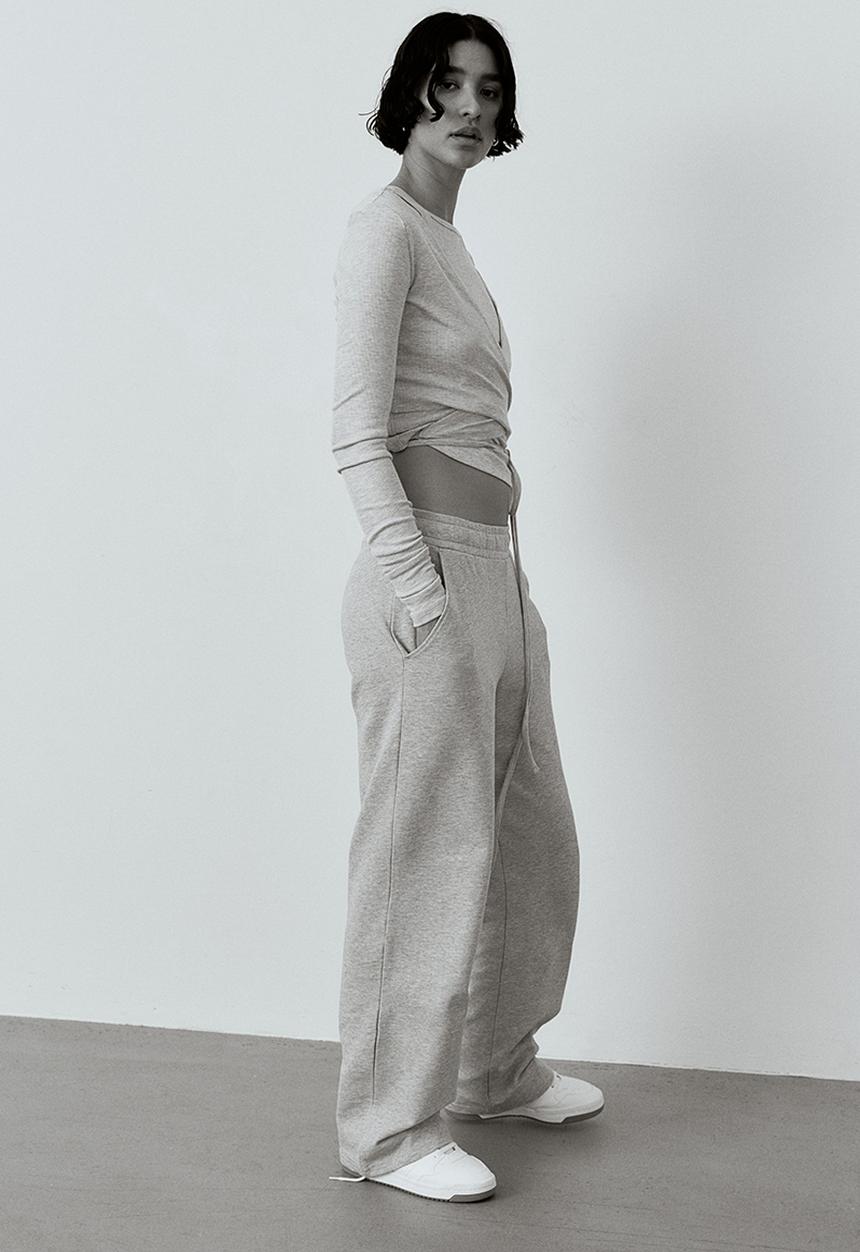H&M - Straight sweatpants - light grey marl
