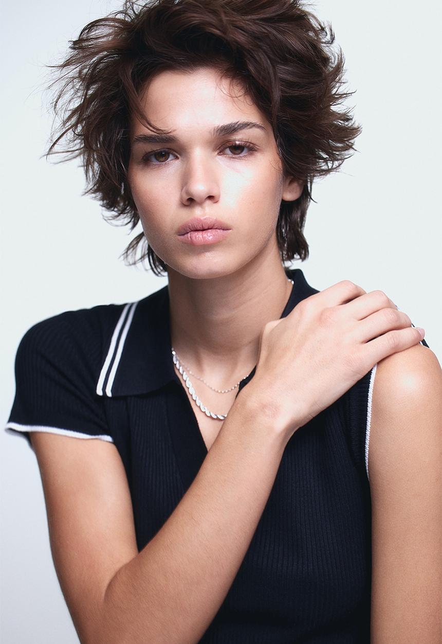 H&M - Rib-knit collared top - black