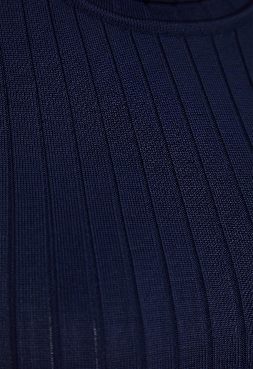Trendyol - Basic Color Block Knitwear Blouse - Navy Blue 