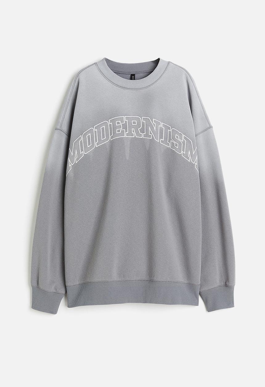 H&M - Oversized printed sweatshirt - grey/modernism