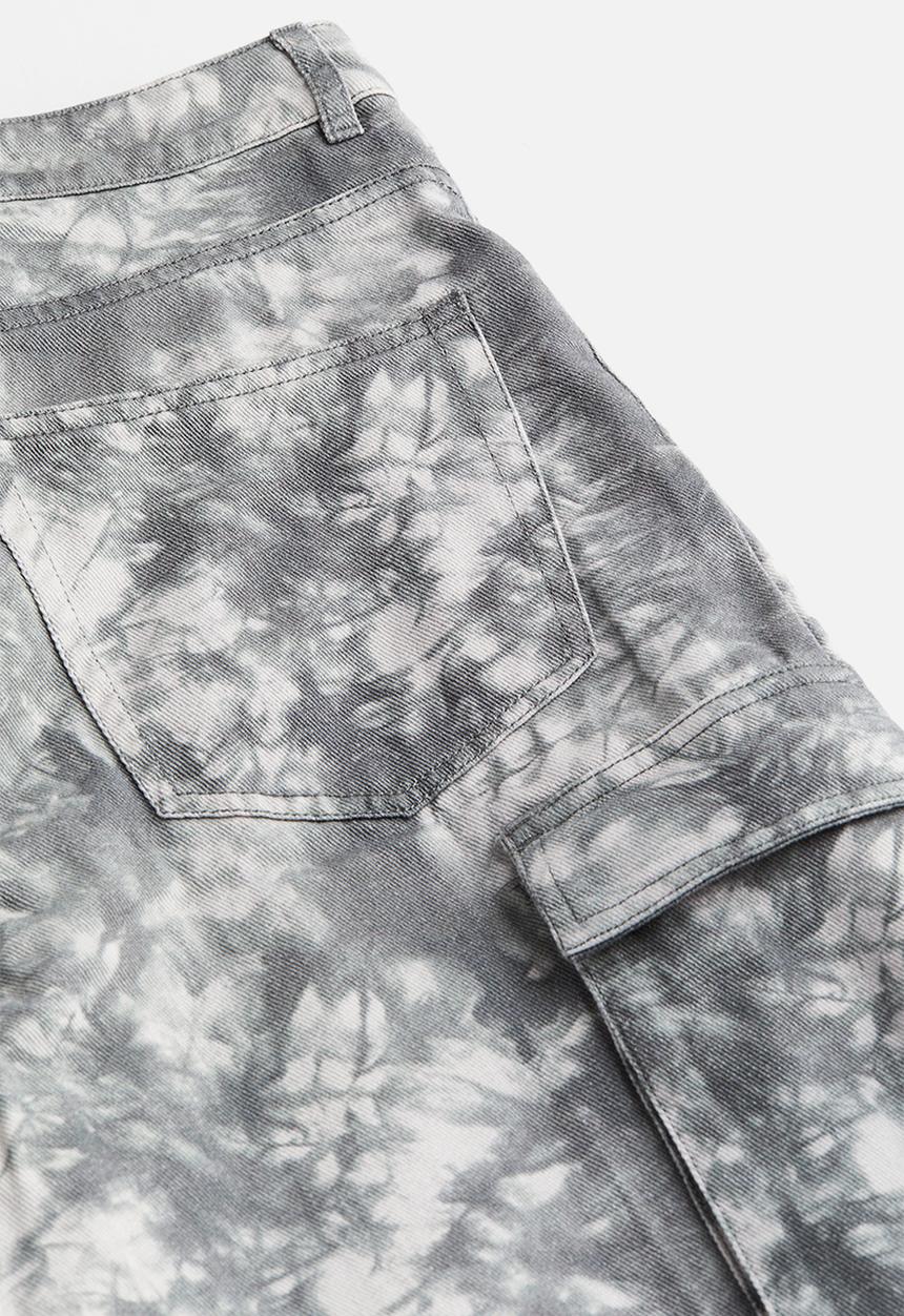 H&M - Twill cargo trousers - grey tie-dye